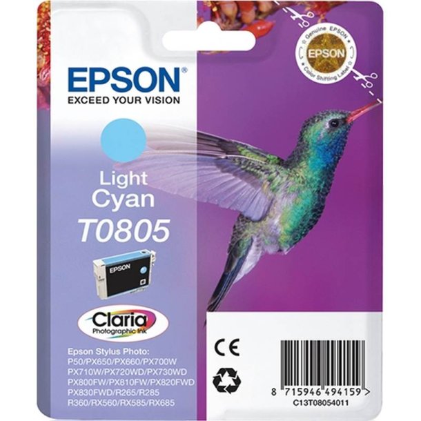 Epson original blkpatron T080 - Lys Cyan - 7,4 ml - 080 Kolibri