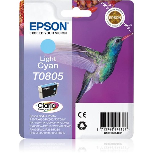 Epson original blkpatron T080 - Lys Cyan - 7,4 ml - 080 Kolibri