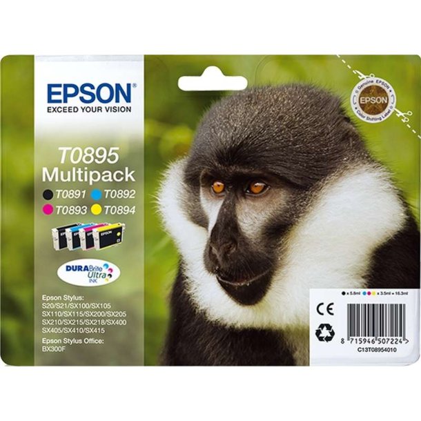 Epson original blkpatron T089 Multipack - Sort, Cyan, Magenta, Yellow - 5,8/3,5 ml - 089 Abe