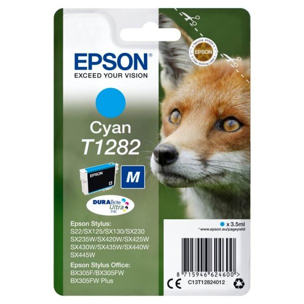 Epson original blkpatron T128 - Cyan - 3,5 ml - 128 Rv