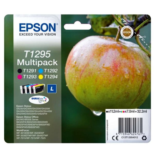 Epson original blkpatron T129 Multipack - Sort, Cyan, Magenta, Yellow - 11,2/7 ml - 129 ble