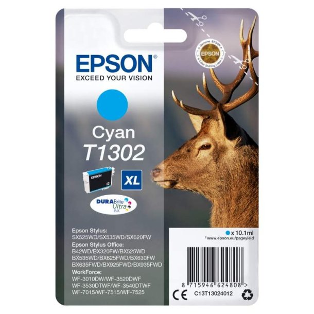 Epson original blkpatron T130 - Cyan XL - 10,1 ml - 130 Kronhjort