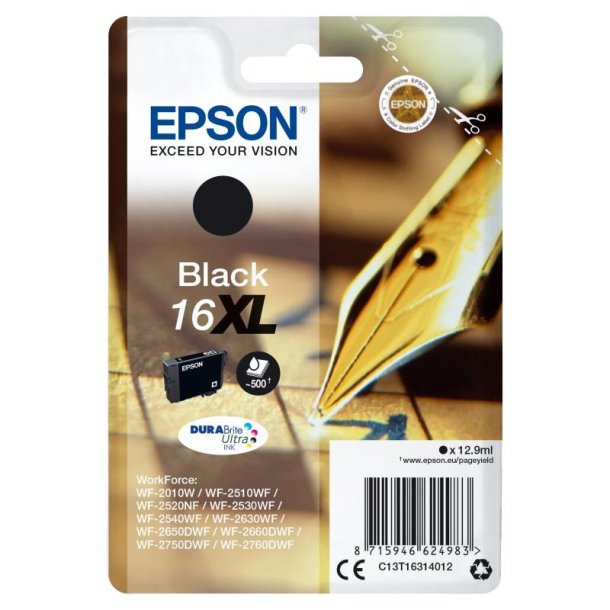 Epson original blkpatron T162XL - Sort - 12,9 ml - 16XL Pen og krydsord