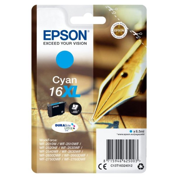 Epson original blkpatron T162XL - Cyan - 6,5 ml - 16XL Pen og krydsord