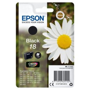 Epson original bl�kpatron T18 - Sort - 5.2 ml - 18 marguerit