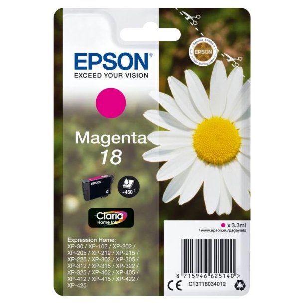 Epson original blkpatron T18 - Magenta - 3,3 ml - 18 marguerit