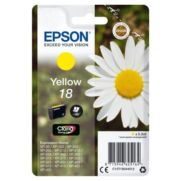 Epson original blkpatron T18 - Yellow - 3,3 ml - 18 marguerit