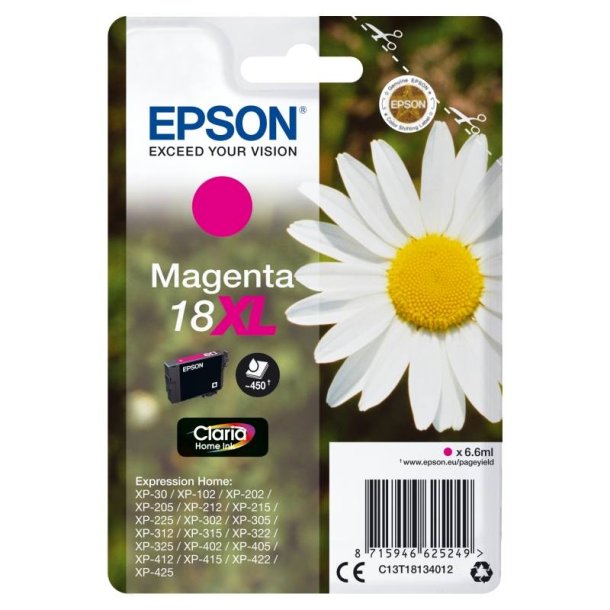 Epson original blkpatron T18XL - Magenta XL - 6,6 ml - 18 marguerit