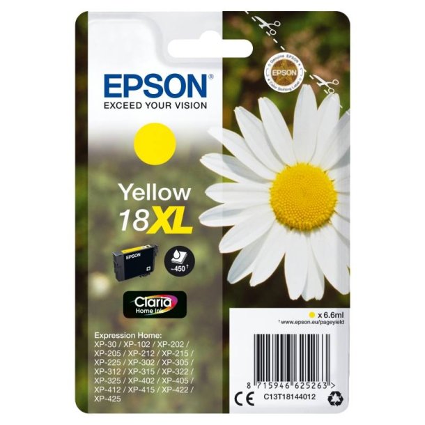 Epson original blkpatron T18XL - Yellow XL - 6,6 ml - 18 marguerit