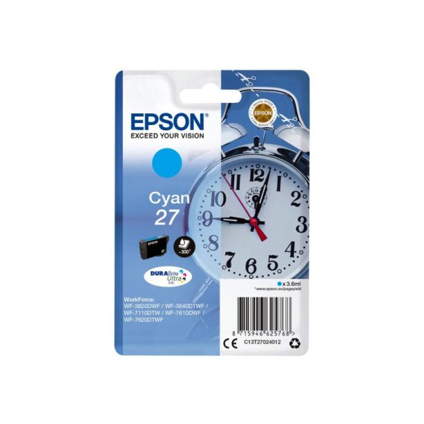 Epson original blkpatron T27 - Cyan - 3,6 ml - 27 vkkeur