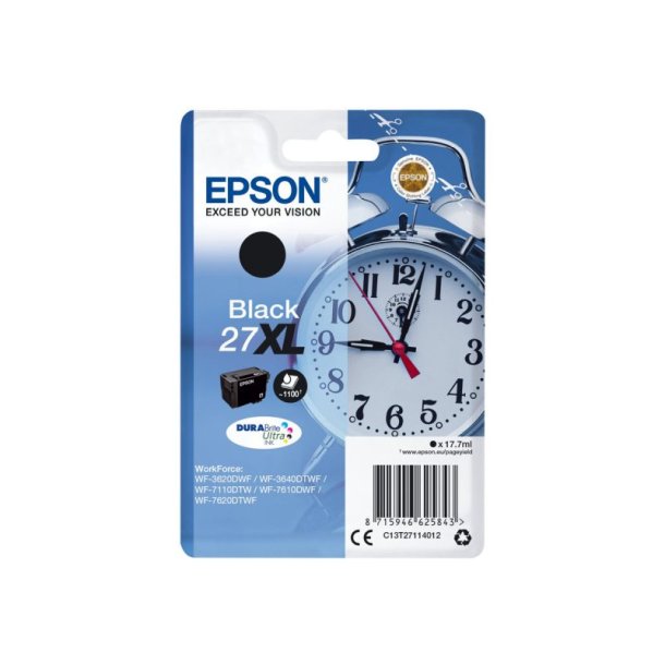 Epson original blkpatron T27XL - Sort XL- 17,7 ml - 27XL vkkeur