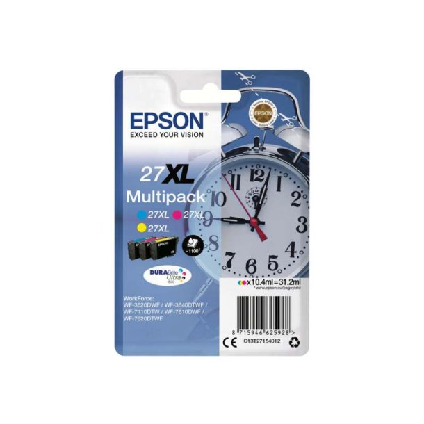 Epson original blkpatron T27XL Multipack - Cyan, Magenta, Yellow XL - 10,4 ml - 27XL vkkeur