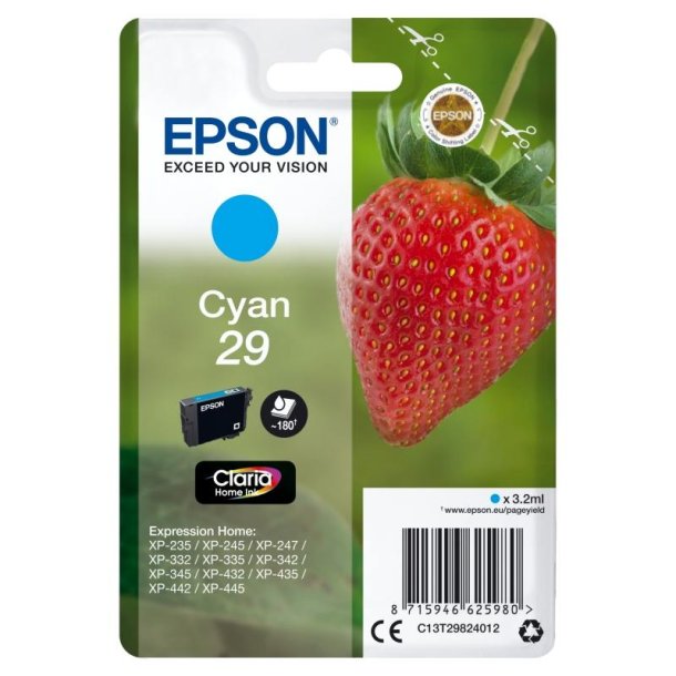 Epson original blkpatron T29 - Cyan - 3,2 ml - 29 Jordbr