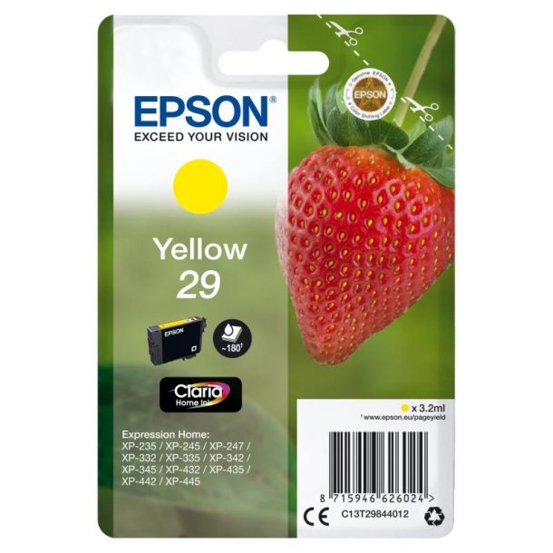 Epson original blkpatron T29 - Yellow - 3,2 ml - 29 Jordbr