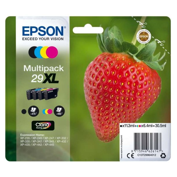 Epson original blkpatron T29XL Multipack - S/C/M/Y XL - 11,3/6,4 ml - 29XL Jordbr