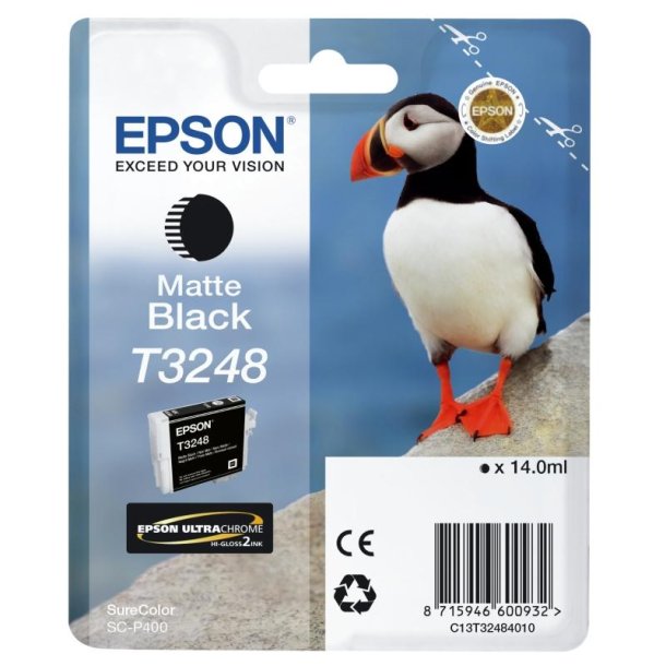 Epson original blkpatron T324 - Mat Sort - 14 ml - UltraChrome Hi-Gloss 2