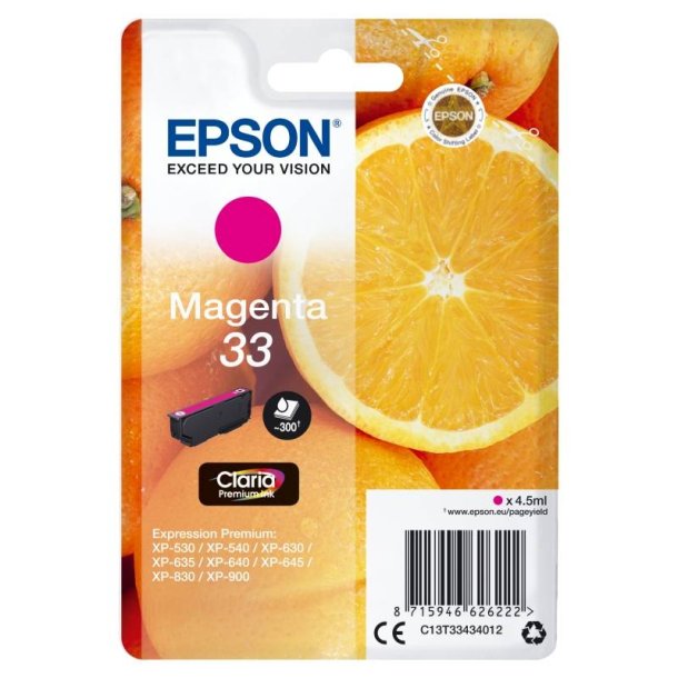 Epson original blkpatron T33 - Magenta - 4,5 ml - 33 Appelsin