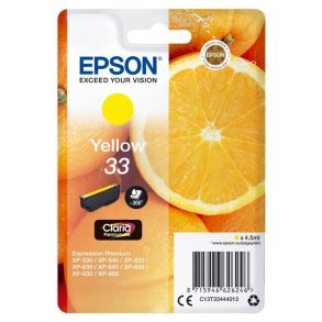 Epson original bl�kpatron T33 - Yellow - 4,5 ml - 33 Appelsin