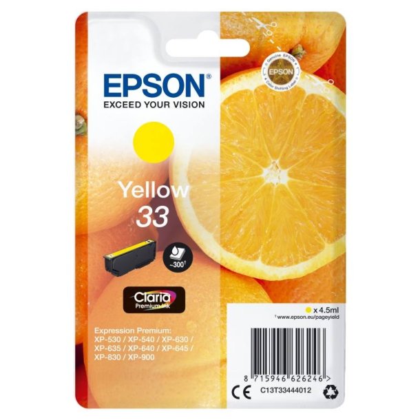 Epson original blkpatron T33 - Yellow - 4,5 ml - 33 Appelsin