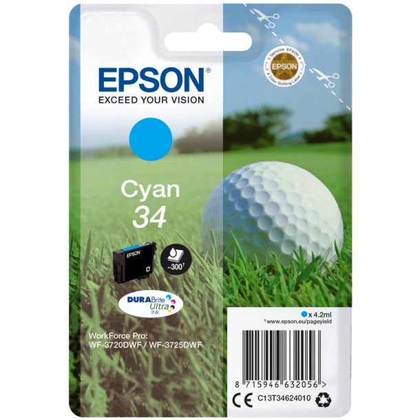 Epson original blkpatron T34 - Cyan - 4,2 ml - 34 Golfbold