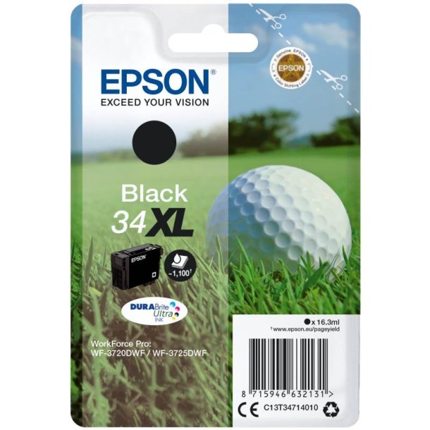 Epson original blkpatron T34XL - Sort - 16,3 ml - 34XL Golfbold