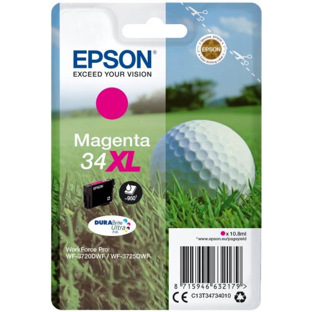 Epson original blkpatron T34XL - Magenta - 10,8 ml - 34XL Golfbold