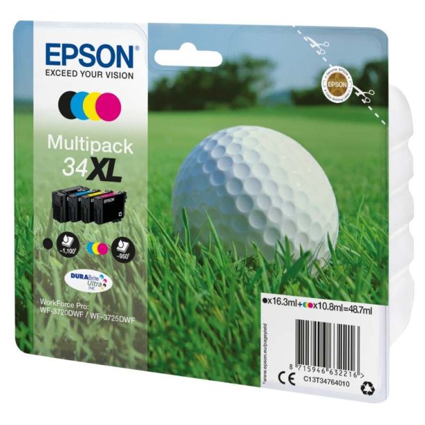 Epson original blkpatron T34XL Multipack - S/C/M/Y XL - 16,3/10,8 ml - 34XL Golfbold