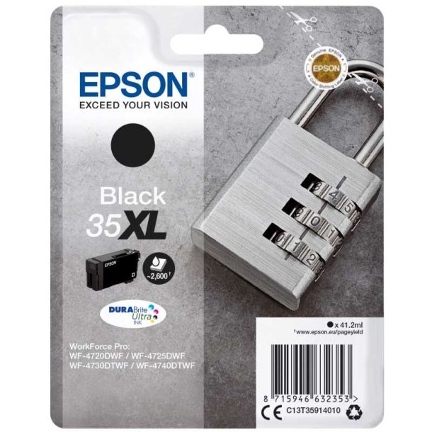 Epson original blkpatron T35XL - Sort - 41,2 ml - 35XL Hngels