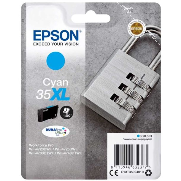 Epson original blkpatron T35XL - Cyan - 20,3 ml - 35XL Hngels