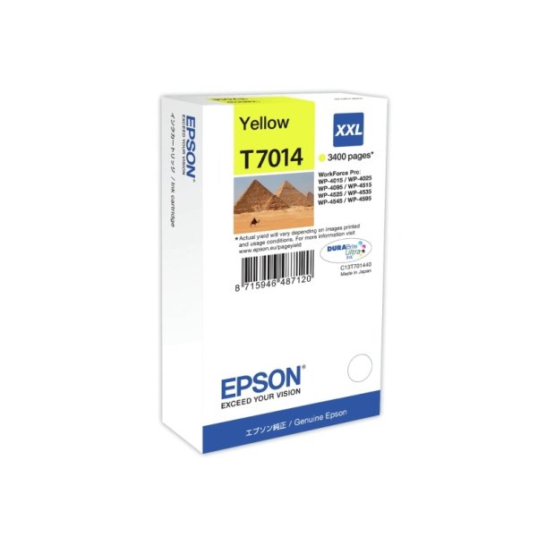 Epson original blkpatron T70 - Workforce Pro WP-40x5/45x5 - Yellow XXL - 3.400 sider