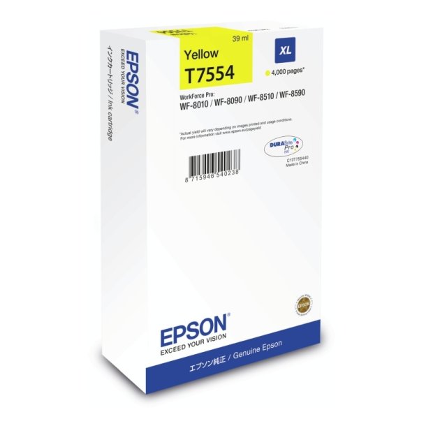 Epson original blkpatron T75 - Workforce Pro WF-8090/8590 - Yellow XL - 4.000 sider