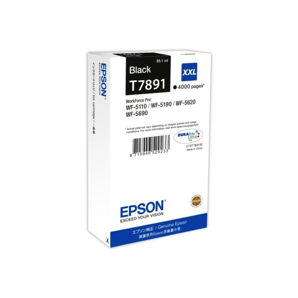 Epson original blkpatron T78 - Workforce Pro WF-5110/5190/5620/5690 - Sort XXL - 4.000 sider