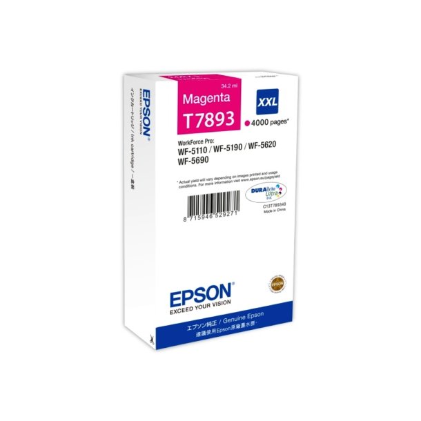 Epson original blkpatron T78 - Workforce Pro WF-5110/5190/5620/5690 - Magenta XXL - 4.000 sider