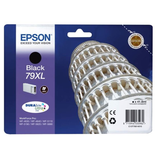 Epson original blkpatron T79 - Workforce Pro WF-46x0/51x0/5190/56xx - Sort XL - 2.600 sider