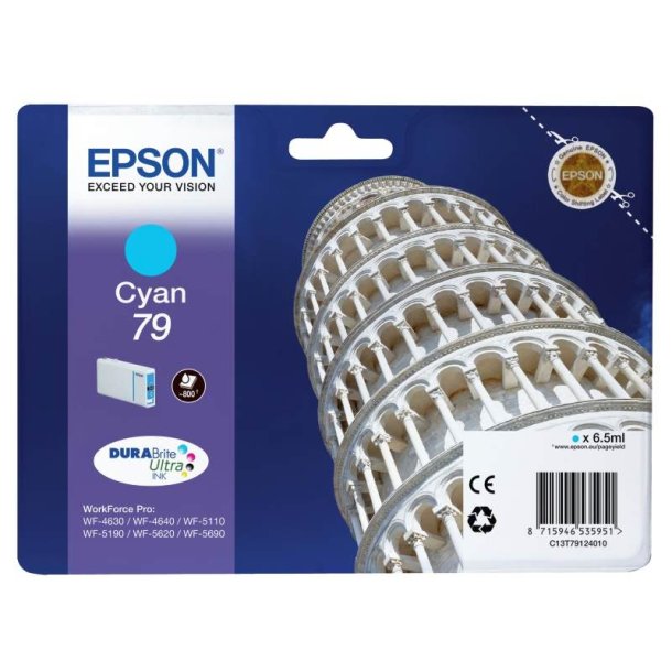 Epson original blkpatron T79 - Workforce Pro WF-46x0/51x0/5190/56xx - Cyan L - 800 sider