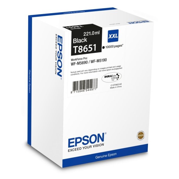 Epson original blkpose T86 - Workforce Pro WF-M5190 / M5690 - Sort XXL - 10.000 sider