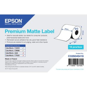 Epson Premium Matte Label - kontinuerlig rulle 76mm x 35m