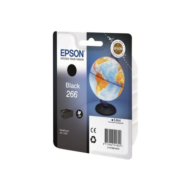Epson original bl�kpatron T266 - Workforce WF-110 - Sort - 6 ml - 266 Globus