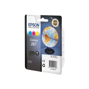 Epson original bl�kpatron T267 - Workforce WF-110 - Cyan, Magenta, Yellow - 6,7 ml - 267 Globus
