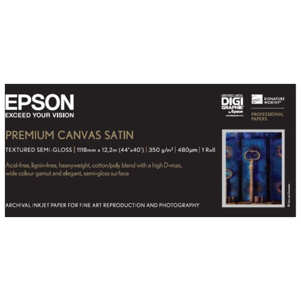 Epson 44" PremierArt Water Resistant Glossy Canvas - 1118mm x 12,2m - 350g - 1 rulle l�rred