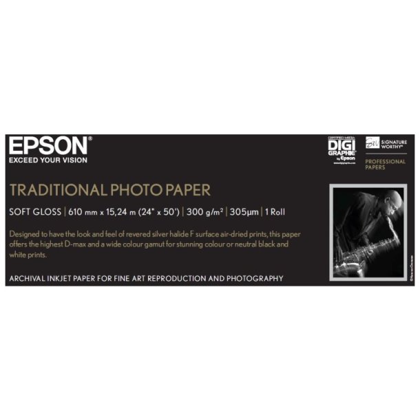 Epson 24" Traditional Soft-Glossy fotopapir - 610mm x 15m - 300g - 1 rulle papir