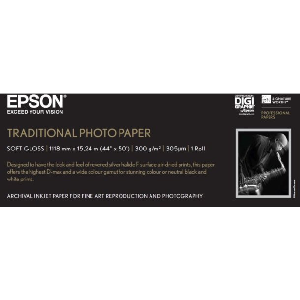 Epson 44" Traditional Soft-Glossy fotopapir - 1118mm x 15m - 300g - 1 rulle papir