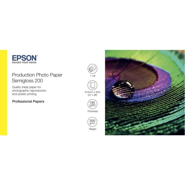 Epson 24" PE Semi-Glossy fotopapir - 610mm x 30m - 200g - 1 rulle papir