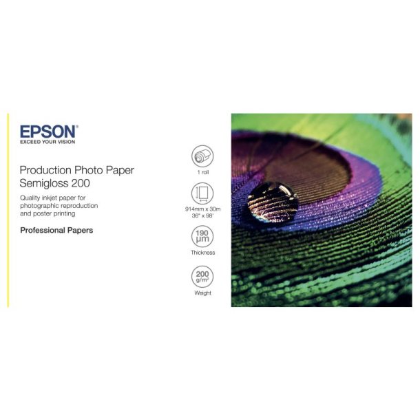 Epson 36" PE Semi-Glossy fotopapir - 914mm x 30m - 200g - 1 rulle papir