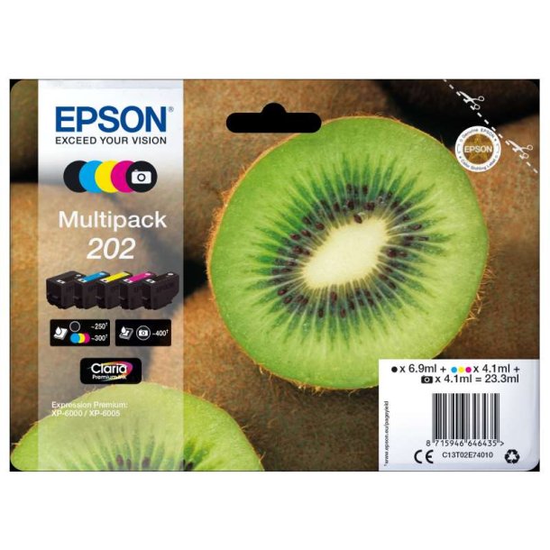 Epson original blkpatron T202 Multipack - S/C/M/Y, Foto-Sort - 6,9/4,1ml - 202 Kiwi