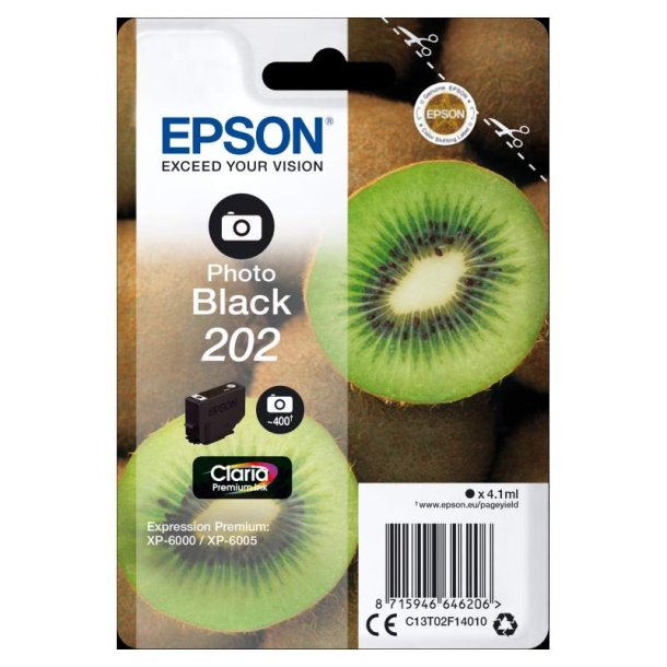 Epson original blkpatron T202 - Foto-Sort - 4.1 ml - 202 Kiwi