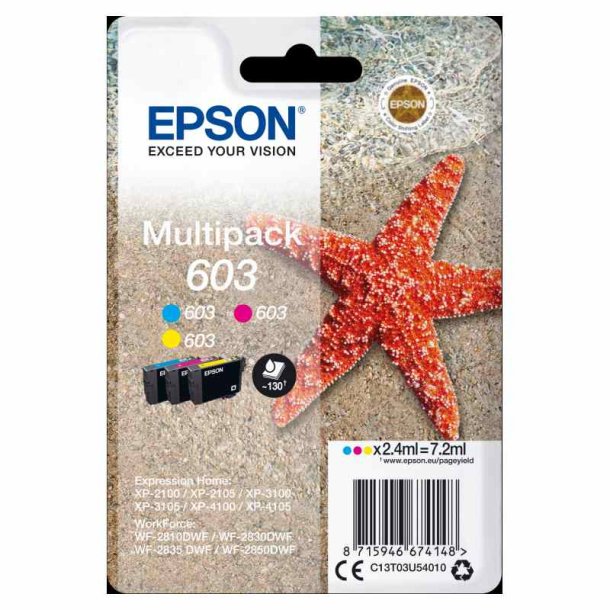 Epson original blkpatron T603 Multipack - Cyan, Magenta, Yellow - 2,4ml - 603 Sstjerne