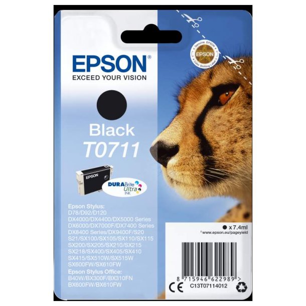 Epson original blkpatron T071 - Sort - 7,4 ml - 071 Gepard