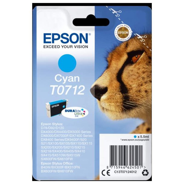 Epson original blkpatron T071 - Cyan - 5,5 ml - 071 Gepard