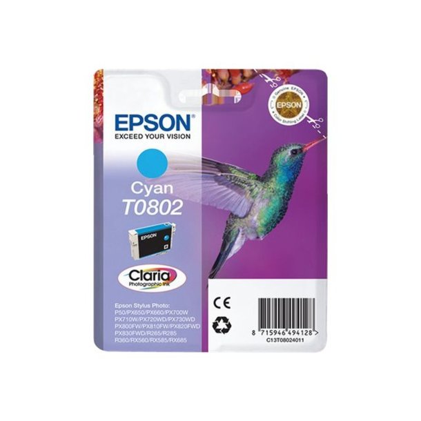 Epson original blkpatron T080 - Cyan - 7,4 ml - 080 Kolibri